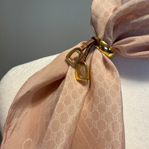 GUCCI Blush Colored Silk Scarf - Picture 10 of 10